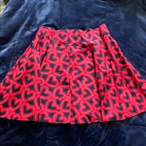 Neon red heart circle skirt XL ModCloth